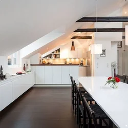 Sloping ceiling in the kitchen photo