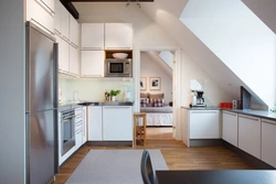 Sloping ceiling in the kitchen photo