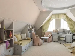 Teenager's bedroom in the attic photo