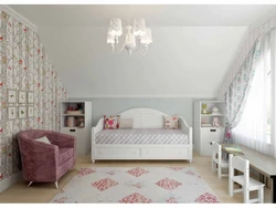 Teenager's bedroom in the attic photo