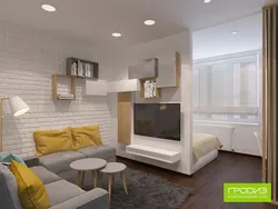 Studio living room design in apartment