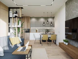 Kitchen with living room interior design peak