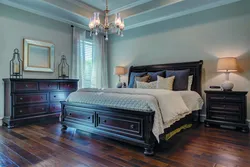 Brown classic furniture in the bedroom interior