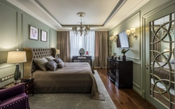 Brown classic furniture in the bedroom interior