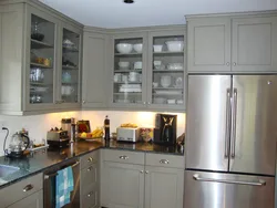 Kitchen with silver refrigerator design