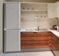 Kitchen with silver refrigerator design