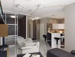 Studio 40 sq m design photo with kitchen