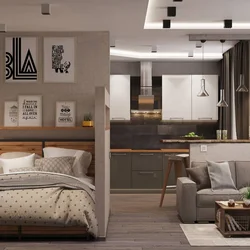 Studio 40 Sq M Design Photo With Kitchen