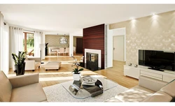 Wallpaper in the living room interior for white furniture