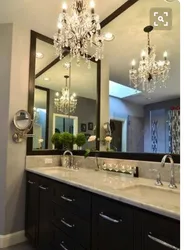 Chandelier in the bathroom photo