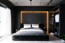 Small bedroom design in dark colors