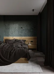 Small bedroom design in dark colors