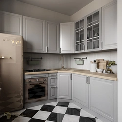 Gray kitchen in small interior