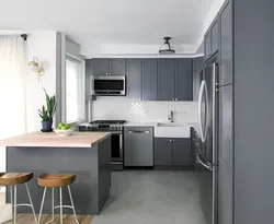 Gray kitchen in small interior