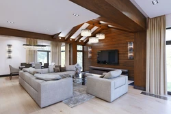 Interiors of living rooms of one-story houses