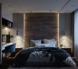 Bedroom interiors in masculine style