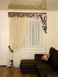 Müasir üslubda qonaq otağı üçün pərdələr, DIY fotoşəkili