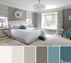 Combination of colors in the interior with gray bedroom