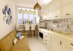 Long Kitchen Design With Sofa
