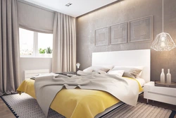 Bedroom interior one gray wall