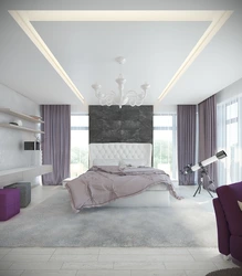 Bedroom interior one gray wall
