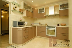 Photo Of A Built-In Kitchen In An Apartment With Appliances