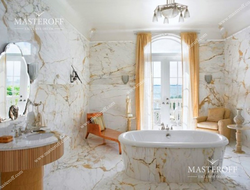 Bathroom interior in white marble