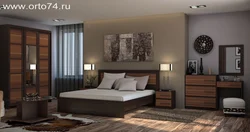Цёмны спальны гарнітур у інтэр'еры