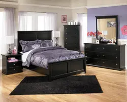 Dark bedroom set in the interior