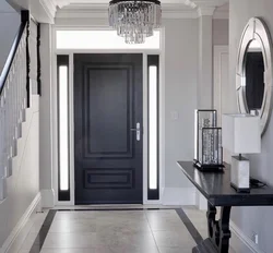 Hallway design with black doors