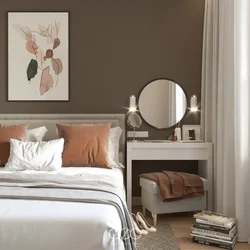 Bedroom in gray beige tones photo