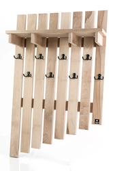 Clothes hangers in the hallway made of wood photo