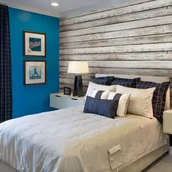Bedroom design with wooden wall