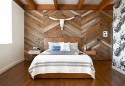 Bedroom design with wooden wall