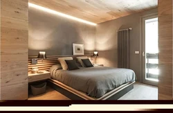 Bedroom design with wooden wall