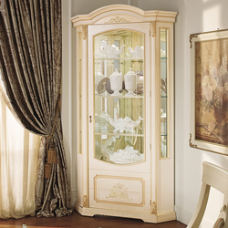 Cabinets display cases for dishes in the living room photo