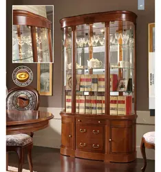 Cabinets display cases for dishes in the living room photo