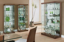 Cabinets display cases for dishes in the living room photo