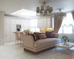 Classic chandelier in the living room photo