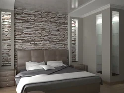 Bedroom Design With Stone On The Wall