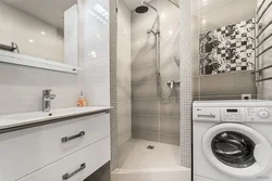 Design of a narrow bathroom with a toilet and a washing machine
