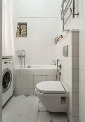 Design of a narrow bathroom with a toilet and a washing machine