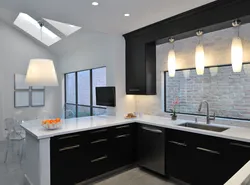 Black windows in the kitchen design
