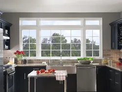 Black windows in the kitchen design