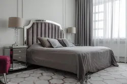 Бистари хокистарӣ бо headboard нарм дар дохили хоб сурат