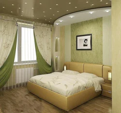 Bedroom interior green ceiling