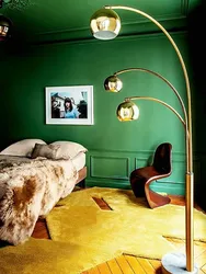 Bedroom interior green ceiling