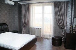 Curtains for white wallpaper in the bedroom photo