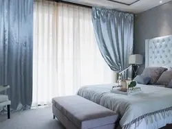 Curtains For White Wallpaper In The Bedroom Photo
