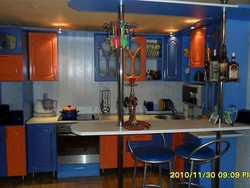 Orange blue kitchen interior